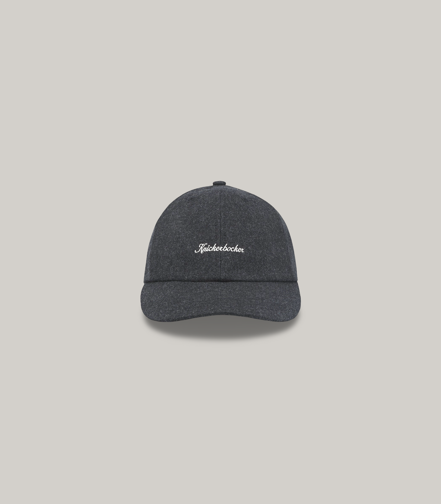KNICKERBOCKER SCRIPT VIRGIN WOOL CAP - CHARCOAL
