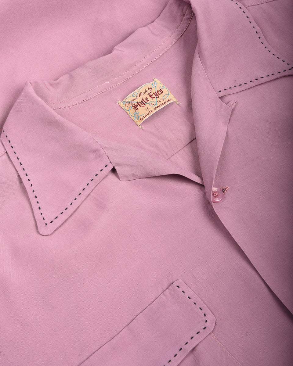 STYLE EYES SADDLE STITCH L/S RAYON BOWLING SHIRT - PURPLE