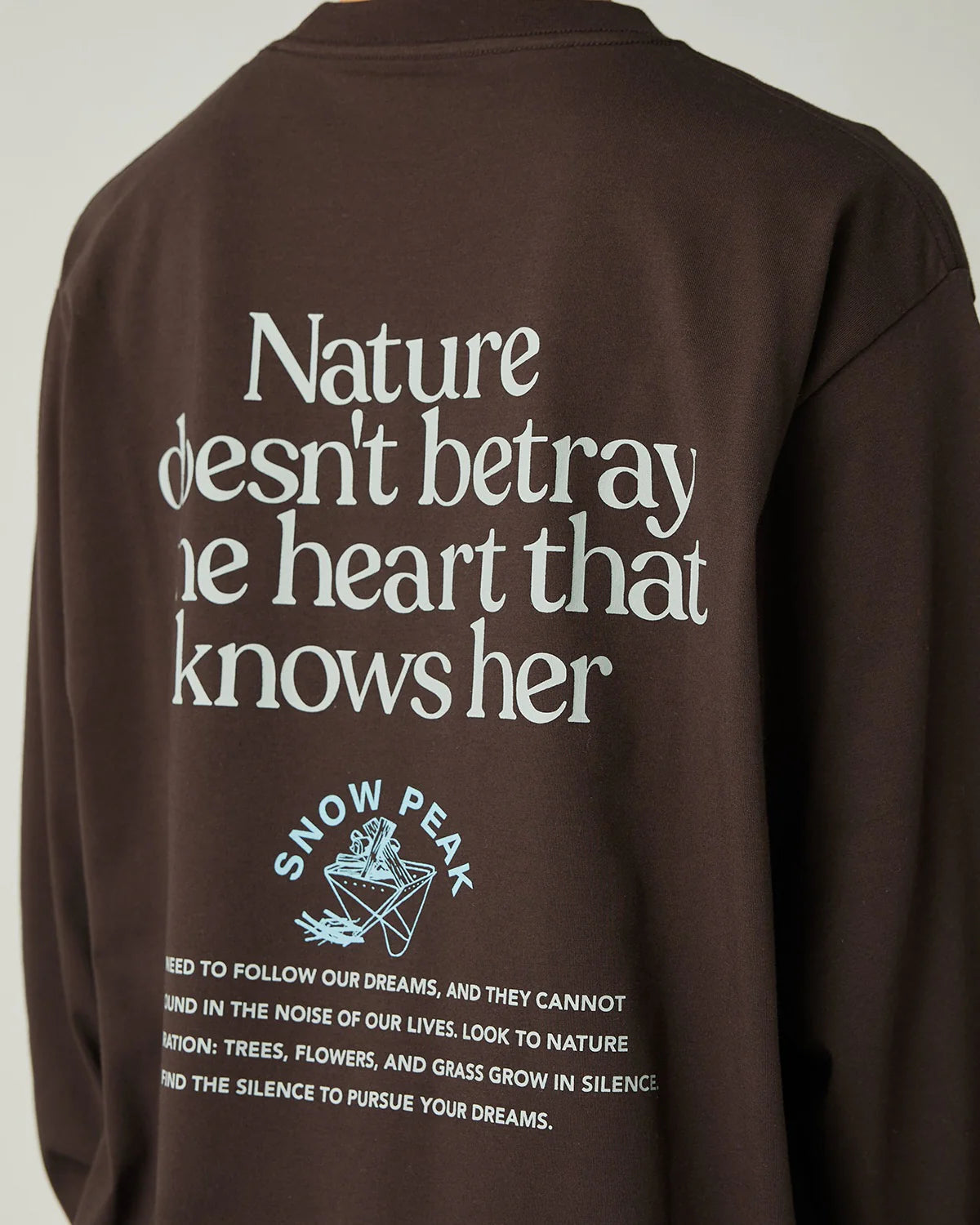 SNOW PEAK LIVING WITH NATURE L/S T-SHIRT - DARK BROWN