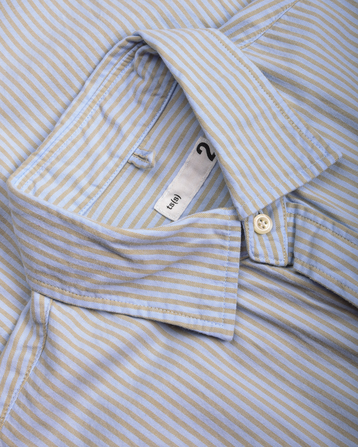TS(S) GARMENT DYE BLOCK STRIPE BAGGY FIT SHIRT - BLUE