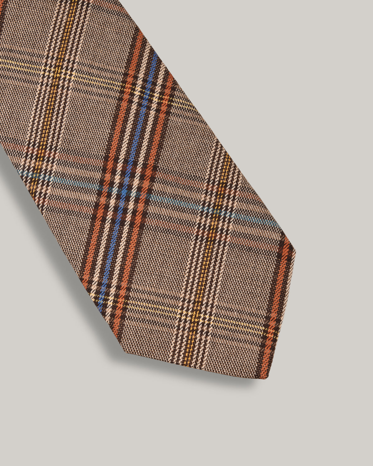 TS(S) GLEN PLAID VISCOSE/ WOOL CLOTH NECK TIE - KHAKI