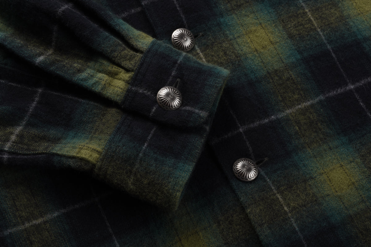 STEVENSON OVERALL CO. HIGHROLLER SHIRT - GREEN / DARK GREEN