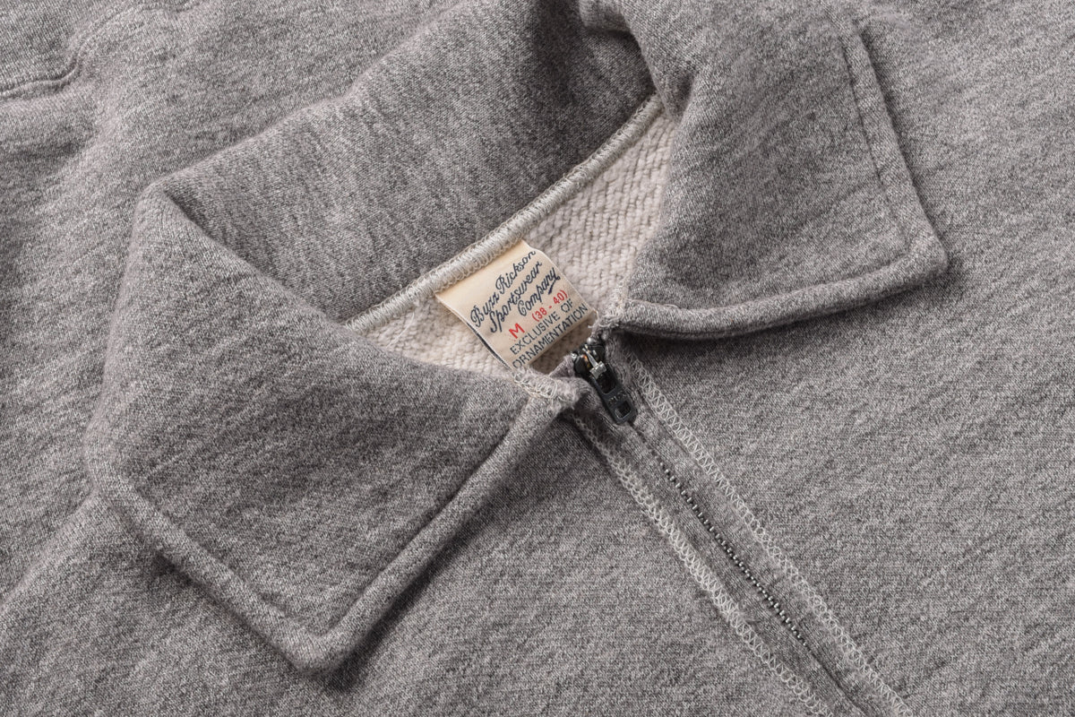 BUZZ RICKSON HALF ZIP SWEAT SHIRT US AIR FORCE ACADEMY - HEATHER GREY