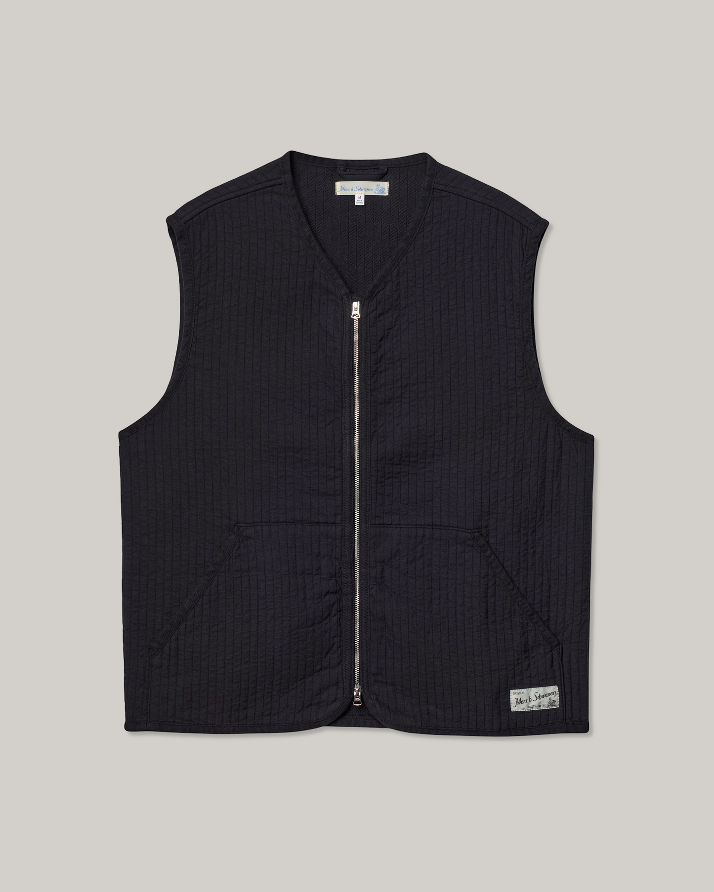 MERZ B. SCHWANEN PADDED COTTON ZIP VEST - CHARCOAL
