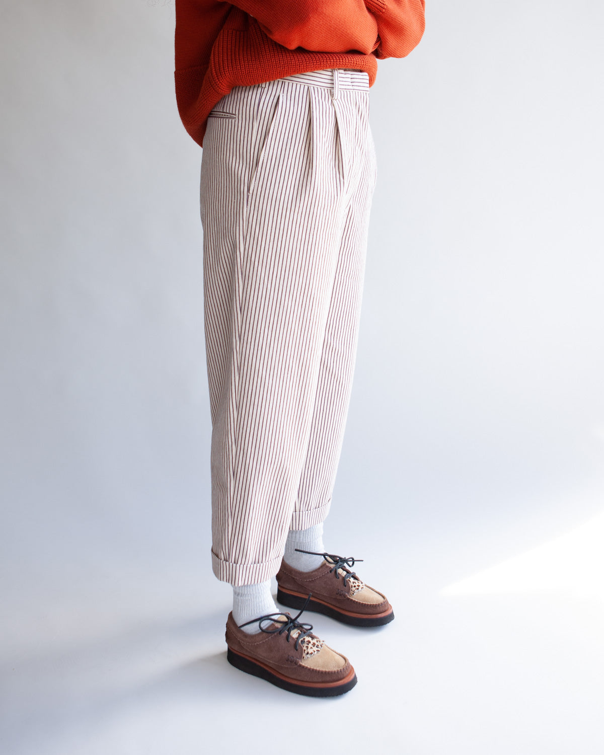W'MENSWEAR SISTERS TROUSER - BROWN STRIPE