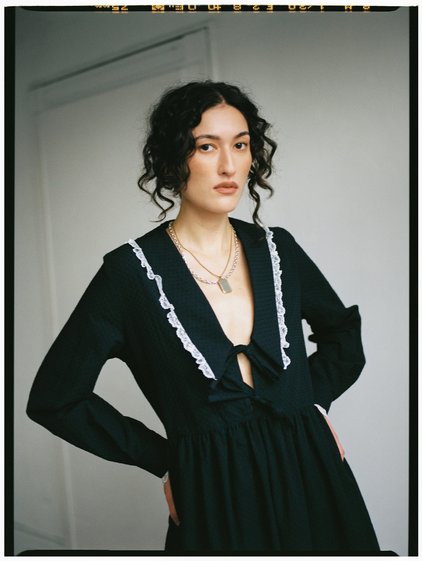 A BRONZE AGE WOOLF DRESS - NAVY DIMPLE