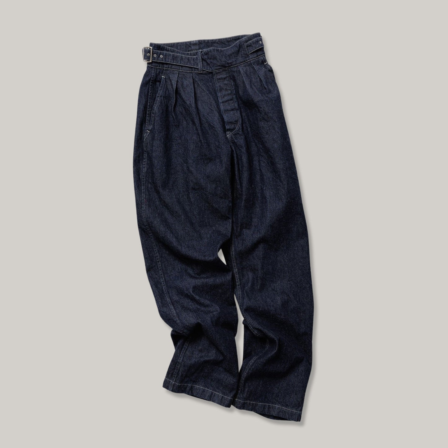 LENO SIDE BELTED GURKHA TROUSERS - INDIGO