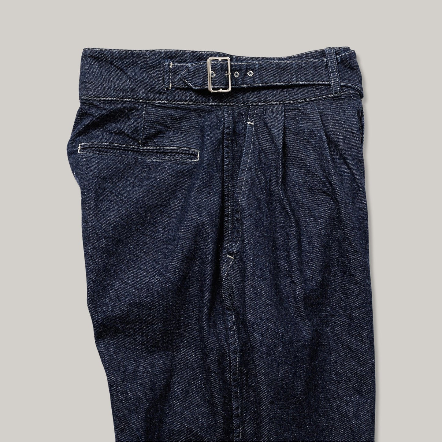 LENO SIDE BELTED GURKHA TROUSERS - INDIGO