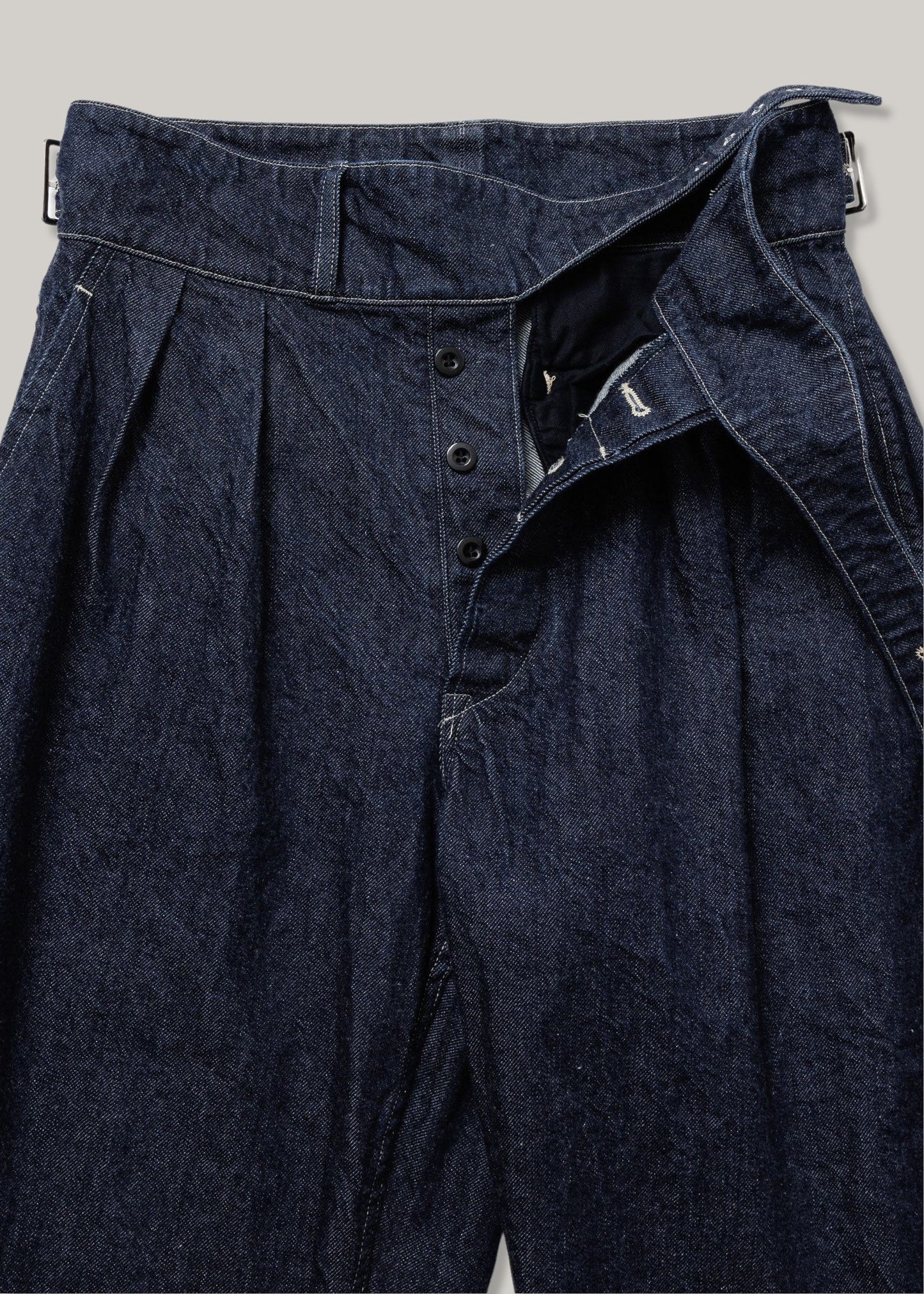 LENO SIDE BELTED GURKHA TROUSERS - INDIGO