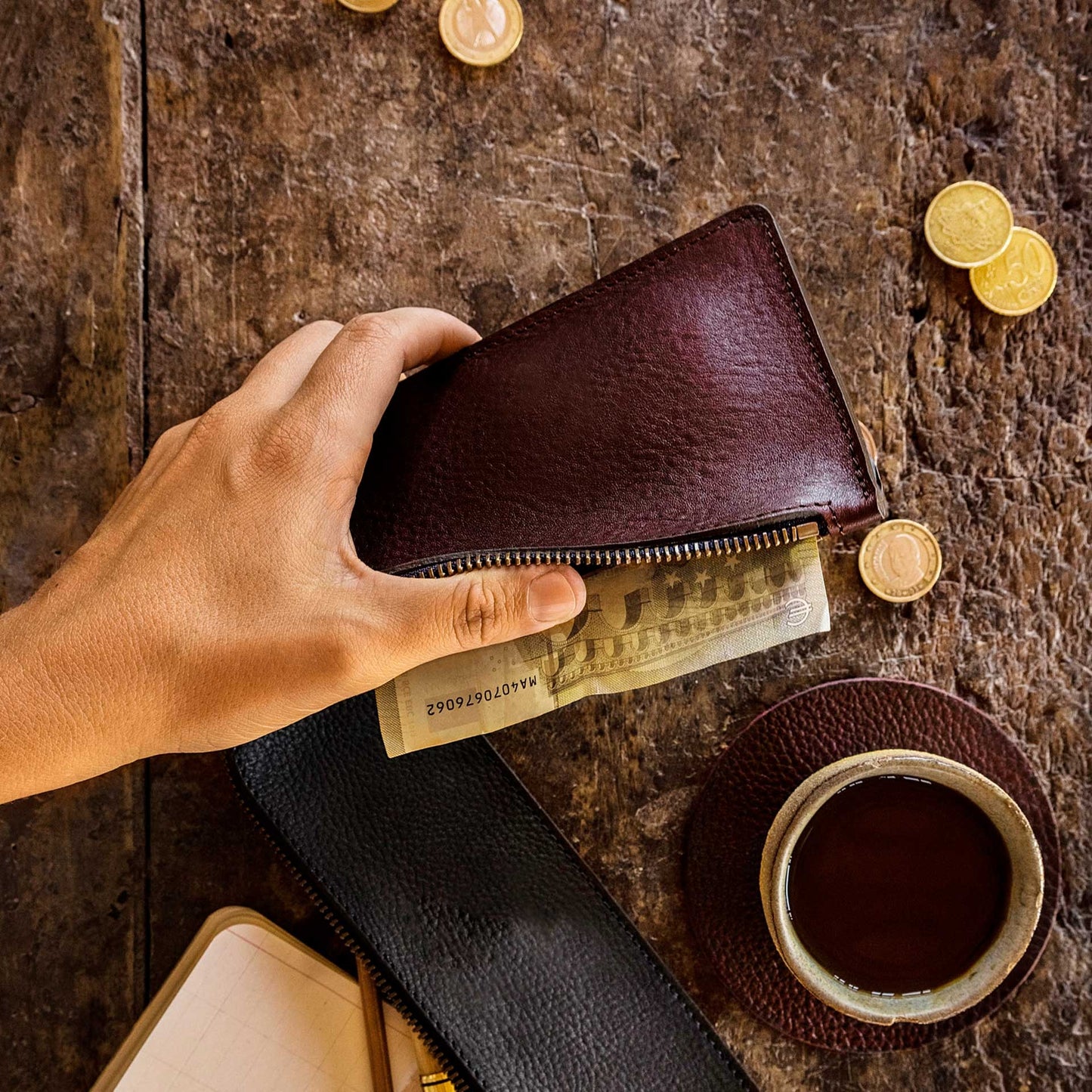 BLEU DE CHAUFFE POGNON ZIPPERED PURSE - NOIR