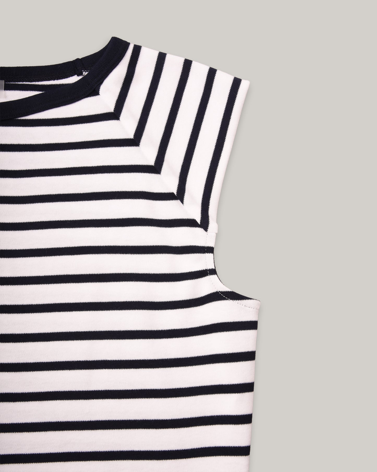 ARMOR LUX LADIES SLEEVELESS BRETON T-SHIRT - WHITE/ SEAL