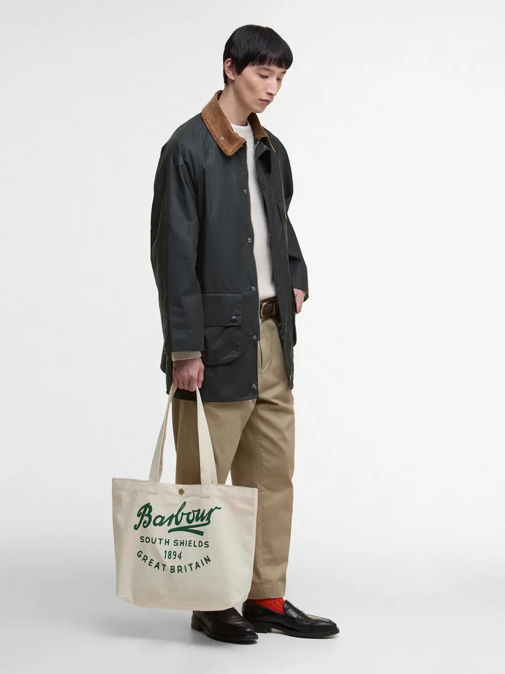 BARBOUR SCRIPT TOTE BAG - NATURAL