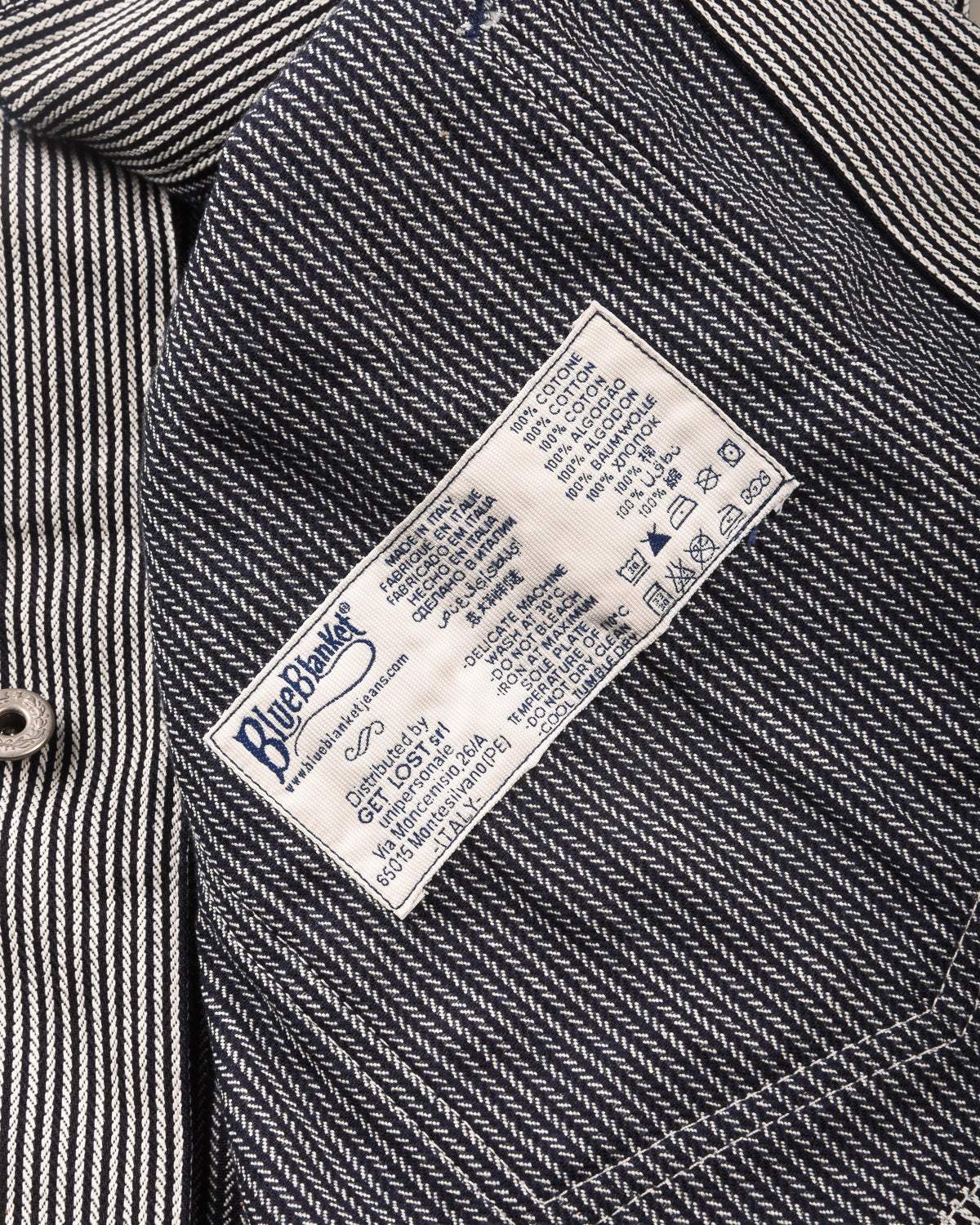 BLUE BLANKET JEANS J10 RAILROAD JACKET - INDIGO HICKORY STRIPE