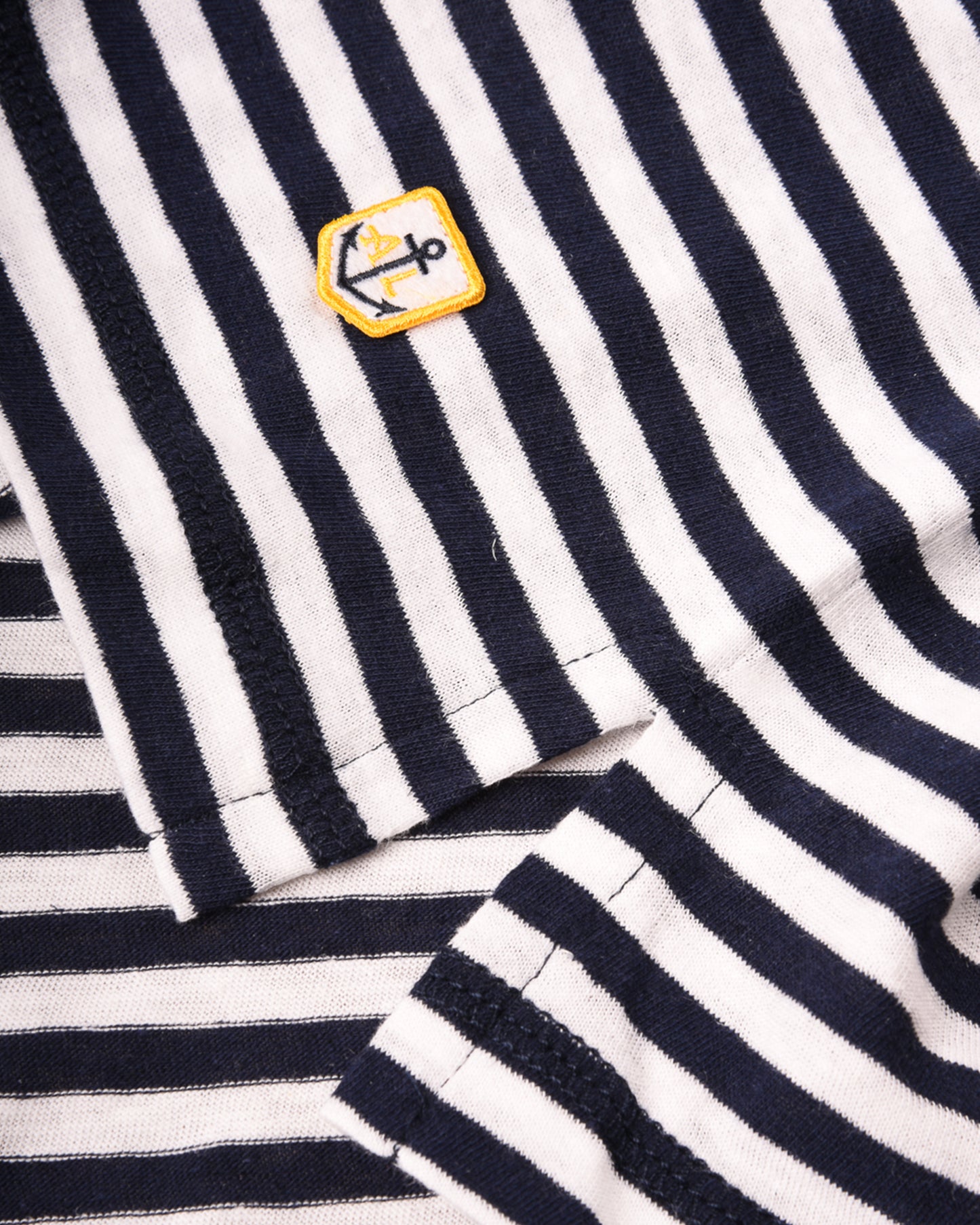 ARMOR LUX LADIES STRIPED COTTON/ LINEN T-SHIRT - WHITE/ SEAL