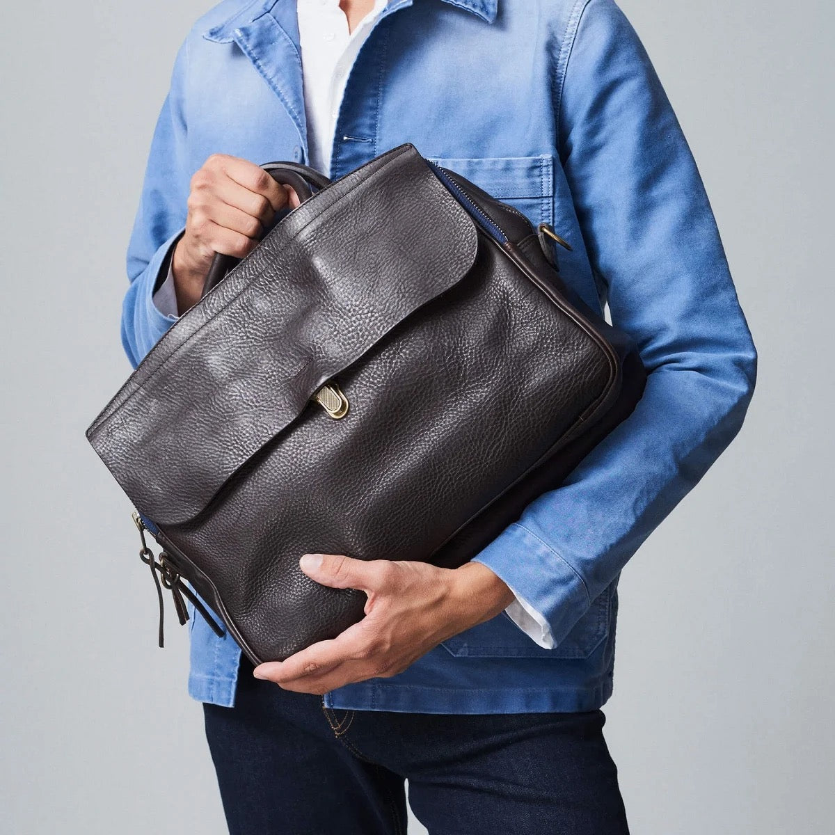 BLEU DE CHAUFFE ZEPPO BUSINESS BAG - MARRON BRUN