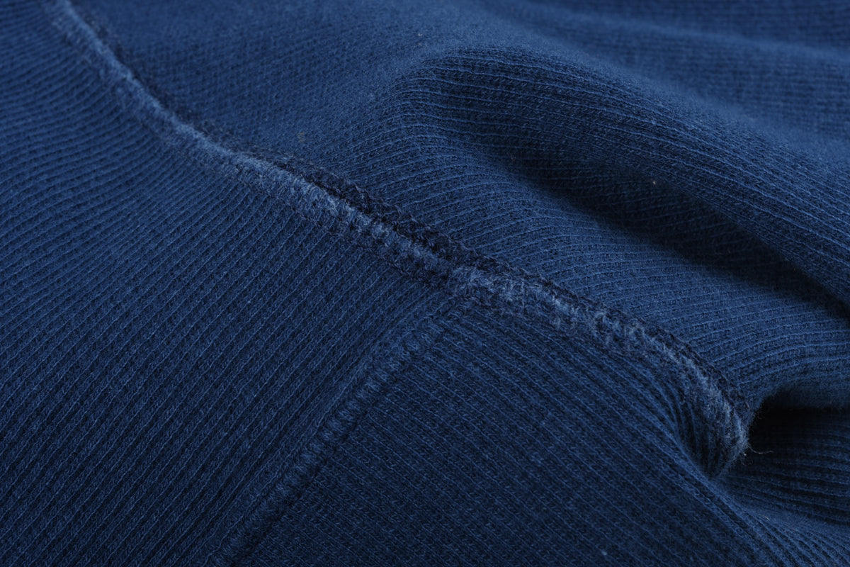 BLUE BLUE JAPAN SLUB COTTON HAND DYED CREW NECK LS TEE - BLUE