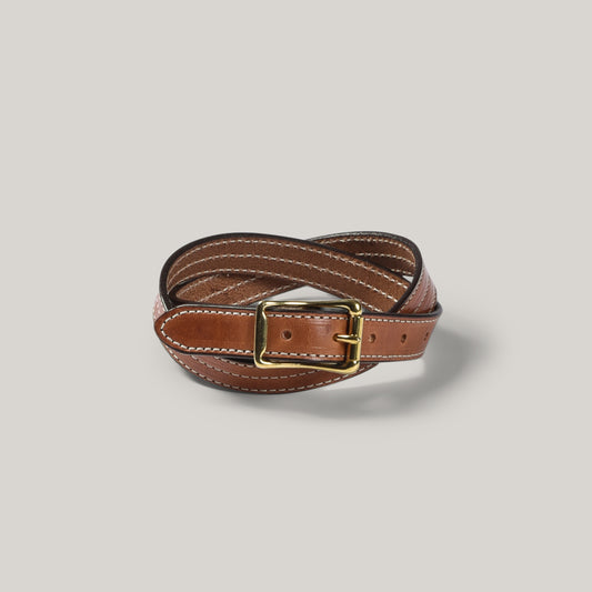 YUKETEN 1" TRIPLE STITCHED BELT - BUCK BROWN W/ NATURAL STITCH