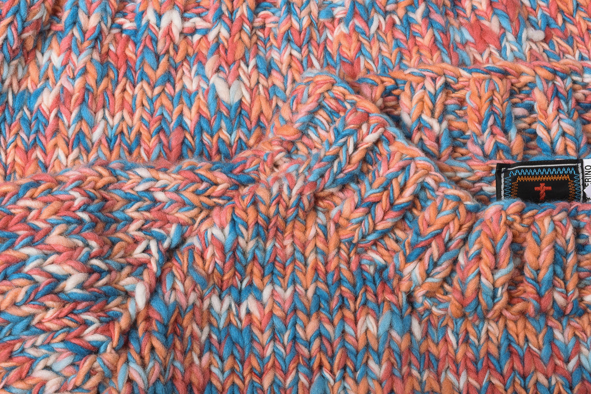 CHAMULA MIX HEATHER PULLOVER - HEATHER MED TURQ MIX
