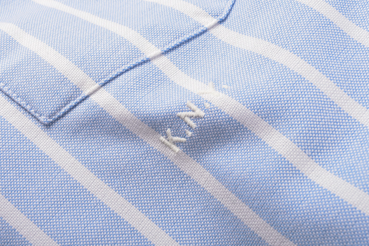 KNICKERBOCKER "BEEFY" COTTON ICON OXFORD SHIRT - BLUE STRIPE