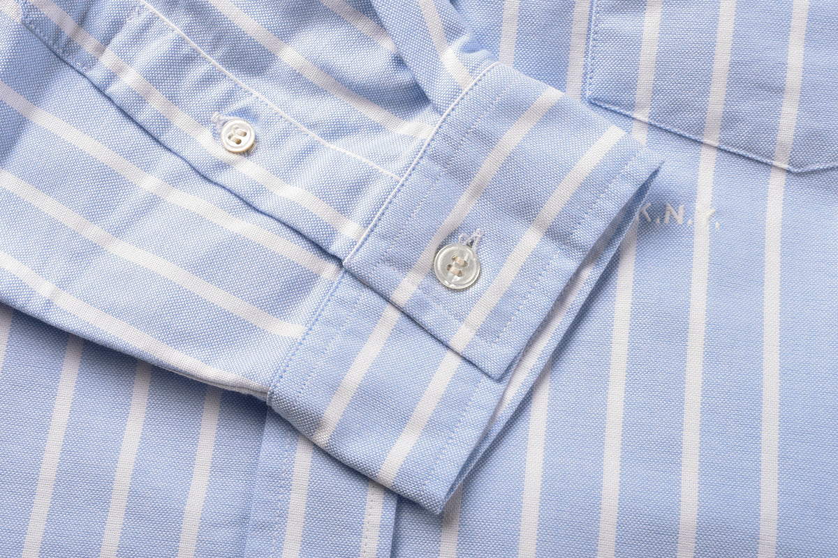 KNICKERBOCKER "BEEFY" COTTON ICON OXFORD SHIRT - BLUE STRIPE