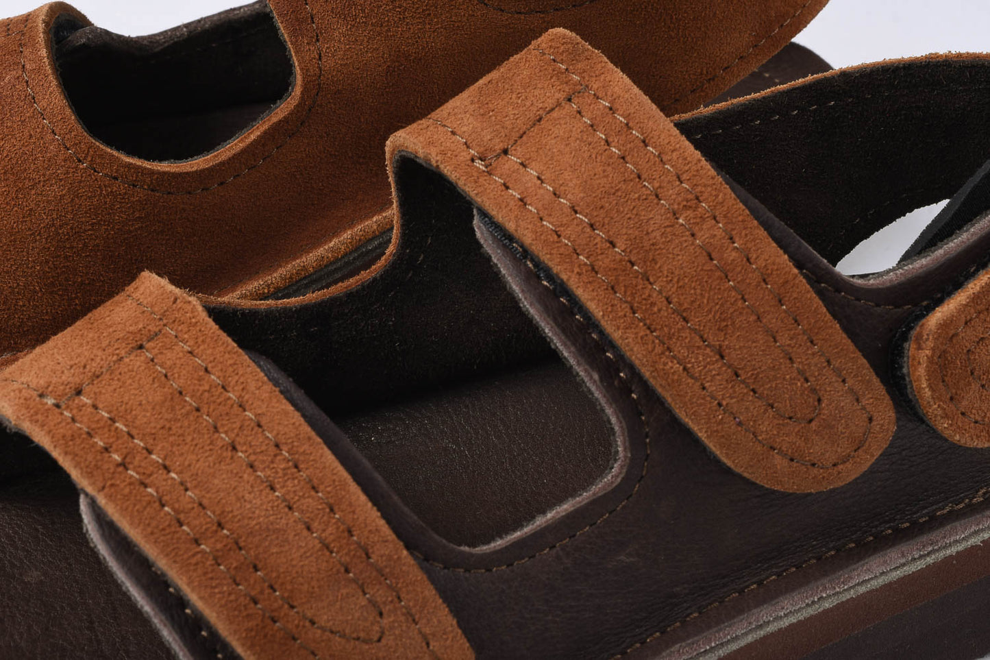 MONITALY LEATHER 3 STRAP SANDAL - TOBACCO X CHOCOLATE