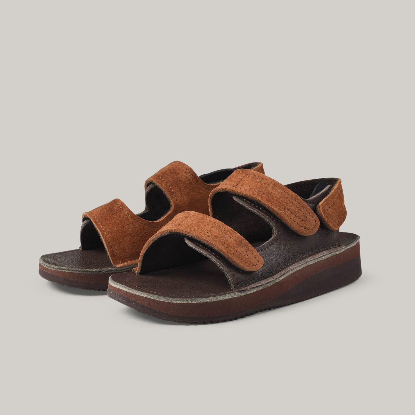 MONITALY LEATHER 3 STRAP SANDAL - TOBACCO X CHOCOLATE