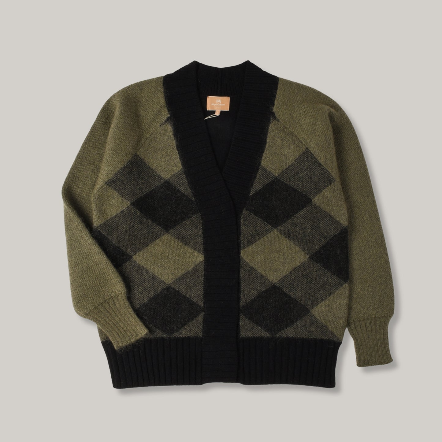NIGEL CABOURN SCOTTISH KNIT CARDIGAN - GREEN