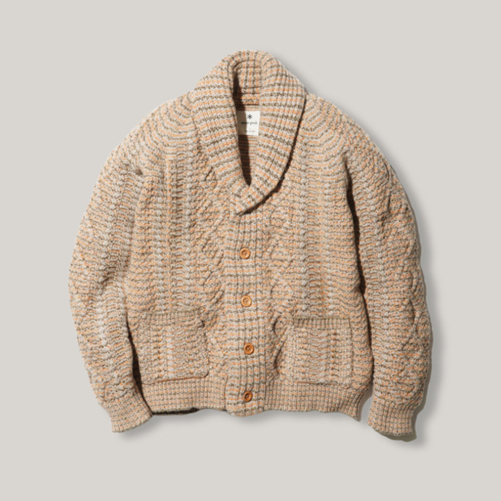 SNOW PEAK ALPACA MIXED KNIT CARDIGAN - ECRU MIX
