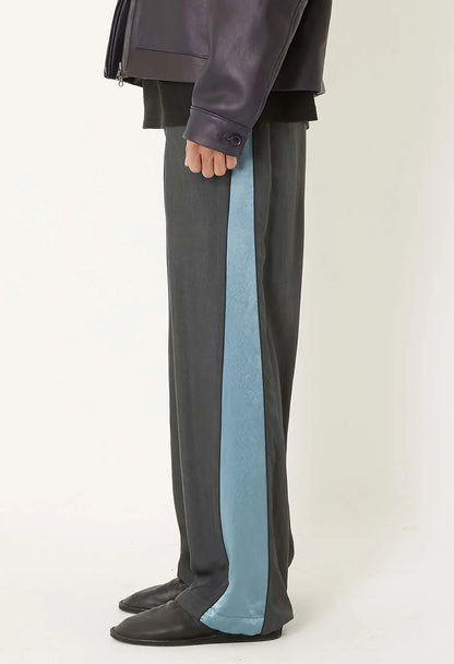 BLUE BLUE JAPAN PIGMENT DYED SATIN SIDE LINED PANTS - BLACK