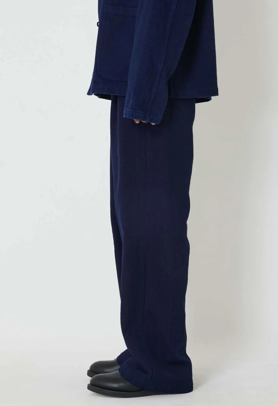 BLUE BLUE JAPAN PURE INDIGO DOUBLECLOTH SASHIKO TUCKED WIDE PANTS