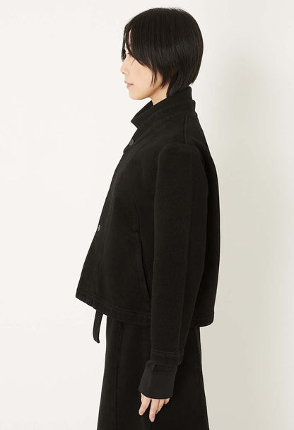 BLUE BLUE JAPAN WOMENS DOUBLE CLOTH SASHIKO 'HAORI' JACKET - DARK BLACK