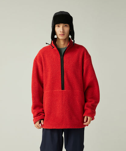 SNOW PEAK RECYCLED WOOL BOA PULLOVER - ORANGE