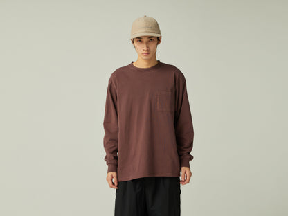SNOW PEAK GARMENT DYED L/S T-SHIRT - BURGUNDY