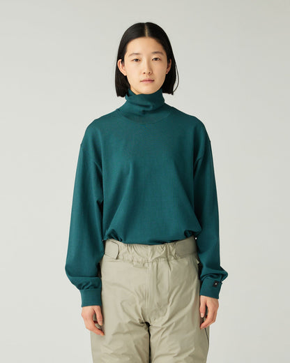 SNOW PEAK WASHABLE WOOL TURTLENECK KNIT - GREEN