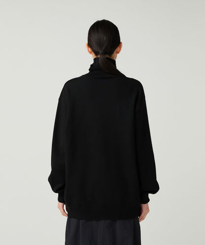 SNOW PEAK WASHABLE WOOL TURTLENECK KNIT - BLACK