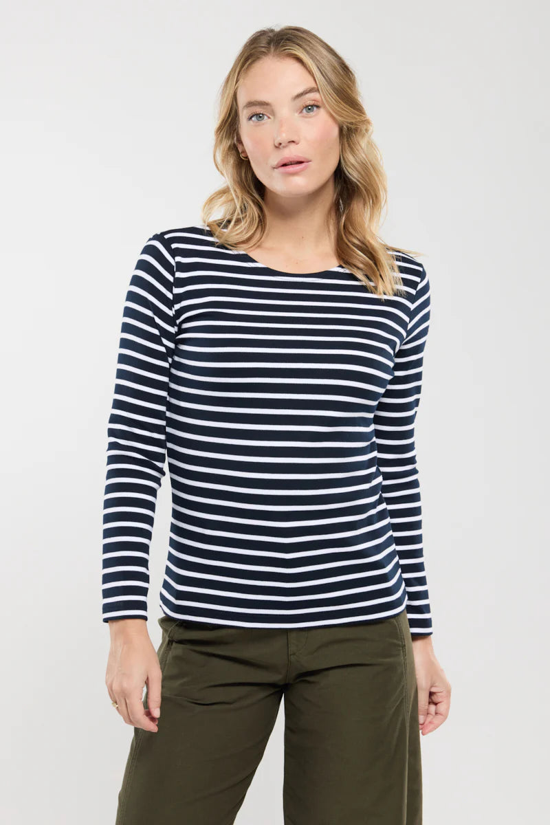 ARMOR LUX LADIES HERITAGE BRETON SHIRT L/S - RICH NAVY/NATURE