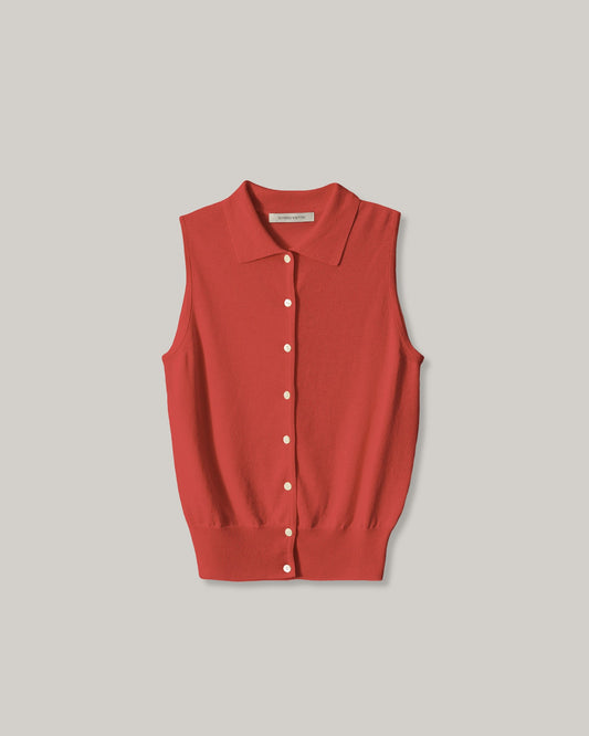 NOTHING WRITTEN LASH SLEEVELESS KNIT TOP - RED