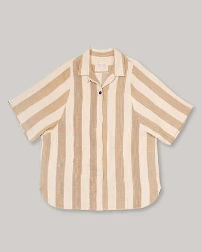 KARDO YUSUKE SHIRT - NATURAL/ TAN STRIPE