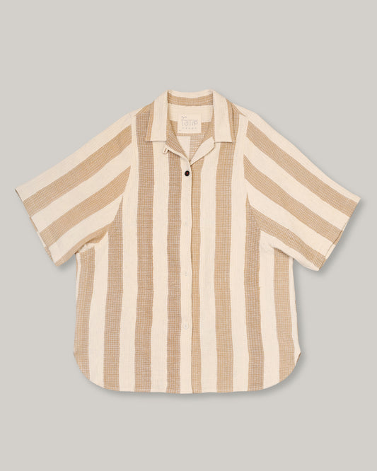 KARDO YUSUKE SHIRT - NATURAL/ TAN STRIPE