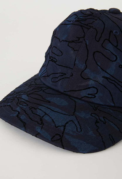 BLUE BLUE JAPAN INDIGO NYLON SATIN FLOCKED CAP