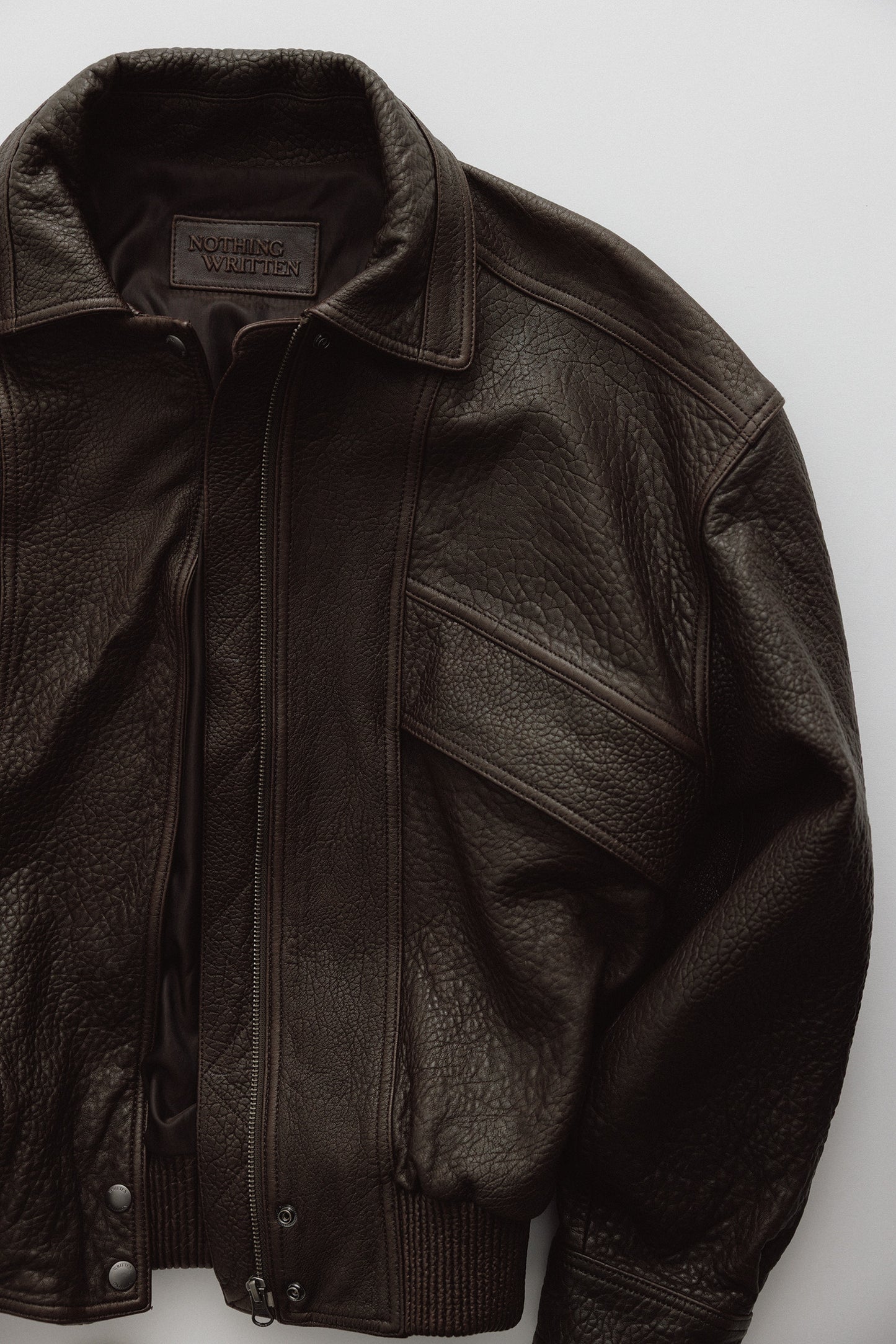 NOTHING WRITTEN LAMBSKIN BOMBER - BROWN