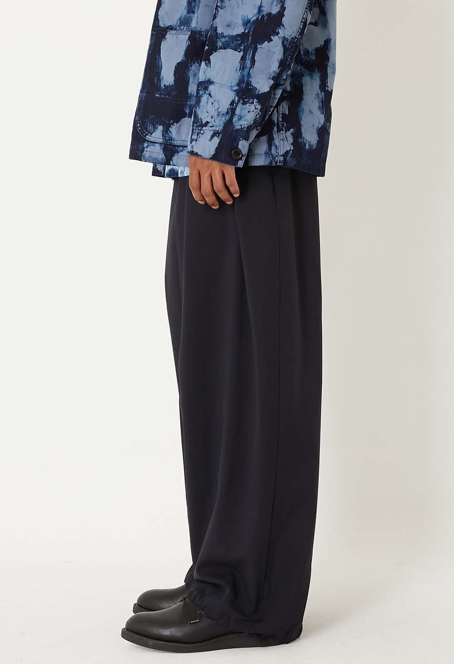 BLUE BLUE JAPAN DRY TOUCH POPLIN FULL WIDE PANTS - DARK NAVY