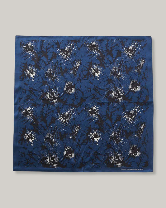 BLUE BLUE JAPAN GLASS PATTERN SILK BANDANA - NAVY