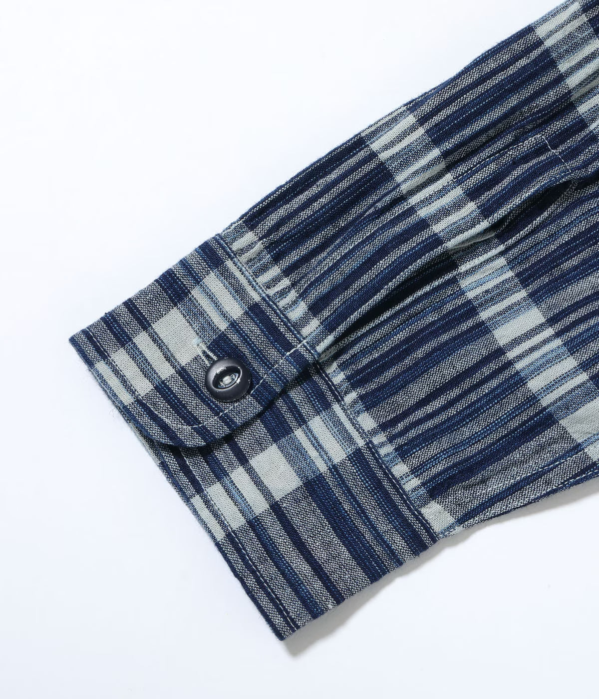 SUGAR CANE FICTION ROMANCE 5oz. INDIGO CHECK WORK SHIRT - NAVY