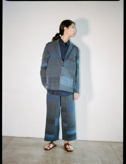 11.11 HAND WOVEN PATCHWORK JACKET - INDIGO