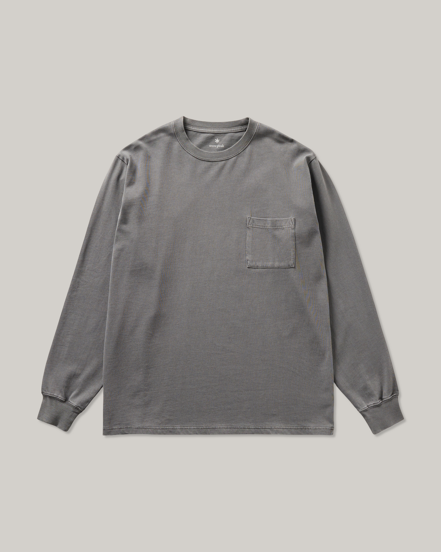SNOW PEAK GARMENT DYED L/S T-SHIRT - CHARCOAL