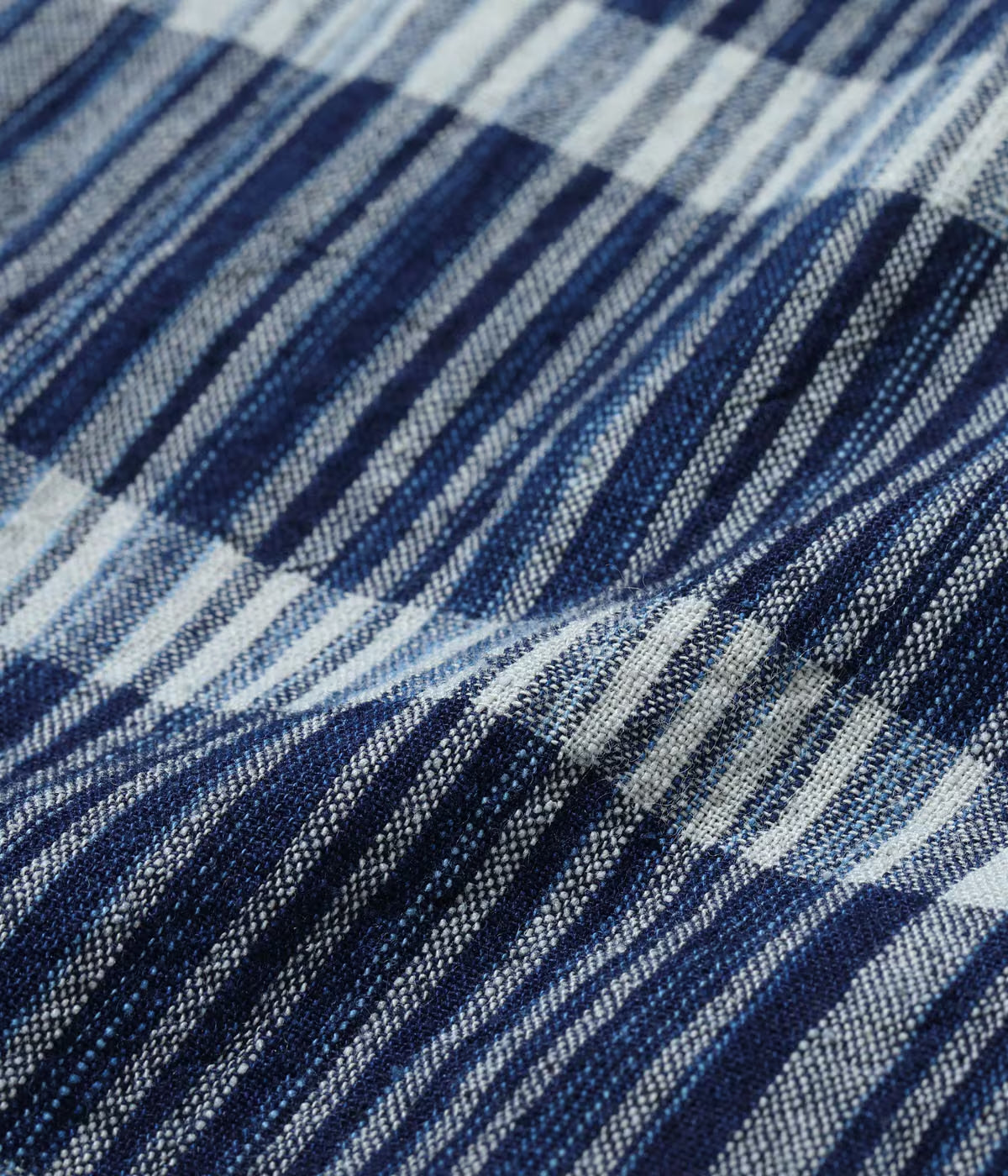 SUGAR CANE FICTION ROMANCE 5oz. INDIGO CHECK WORK SHIRT - NAVY