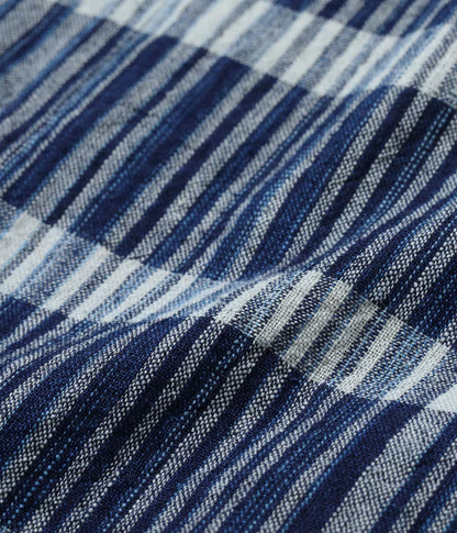 SUGAR CANE FICTION ROMANCE 5oz. INDIGO CHECK WORK SHIRT - NAVY