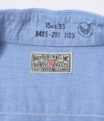 BUZZ RICKSON x PPHH - 4OZ COTTON OXFORD CLOTH SHIRT - BLUE