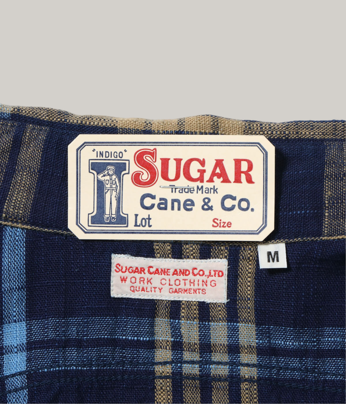 SUGAR CANE FICTION ROMANCE 6.2oz. INDIGO CHECK WORK SHIRT